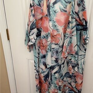 Floral Kimono with Tropical Print